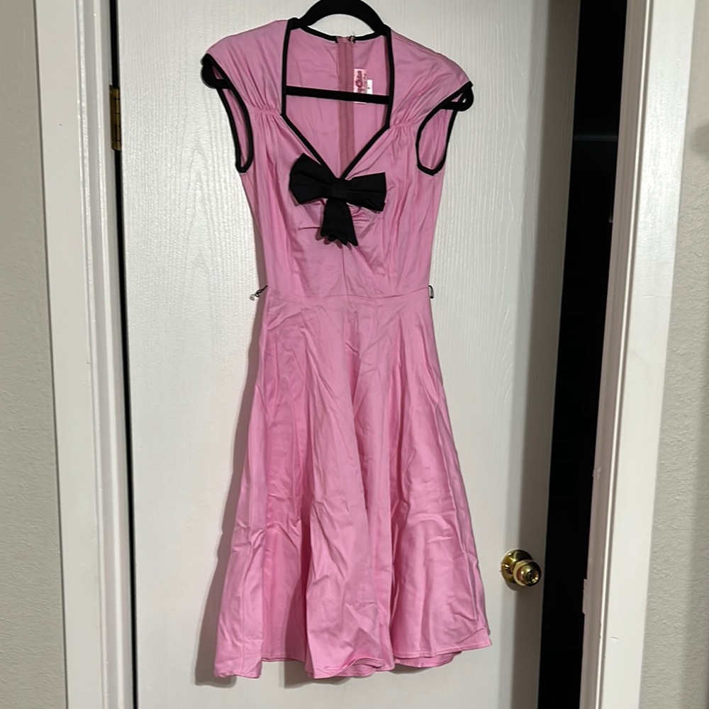 PUG S Charming Pink Women’s Dress with Black Bow